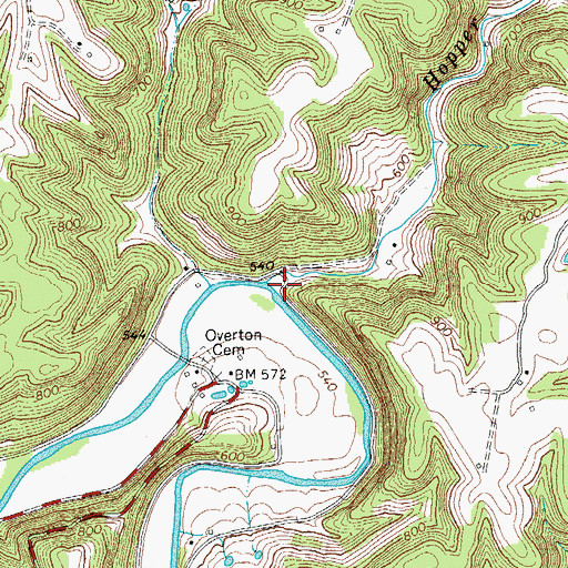 Topographic Map of Hopper Creek, TN