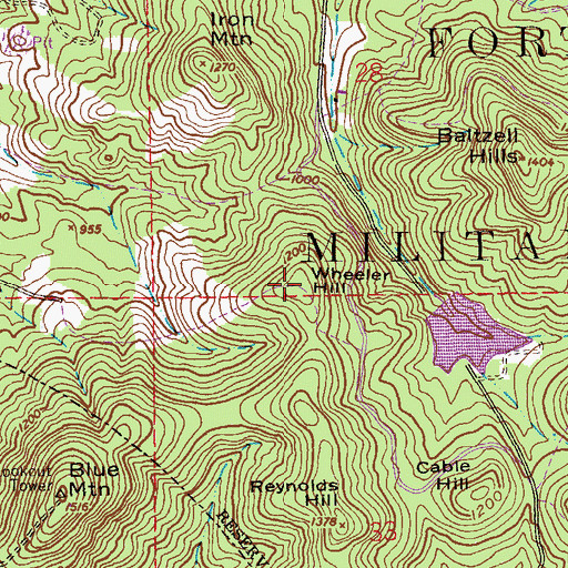Topographic Map of Wheeler Hill, AL