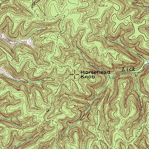 Topographic Map of Horsehead Knob, TN