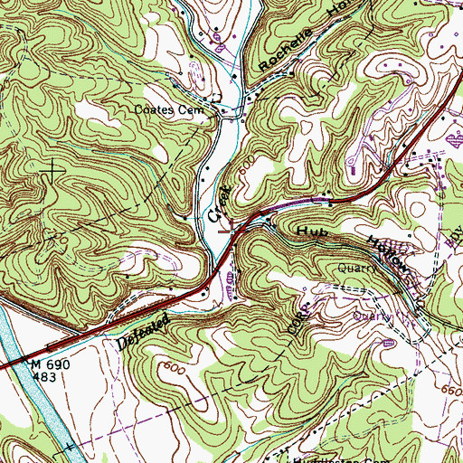 Topographic Map of Hub Hollow, TN
