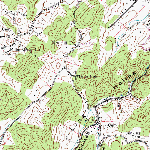 Topographic Map of Hyder Cemetery, TN