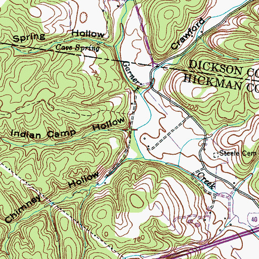 Topographic Map of Indian Camp Hollow, TN