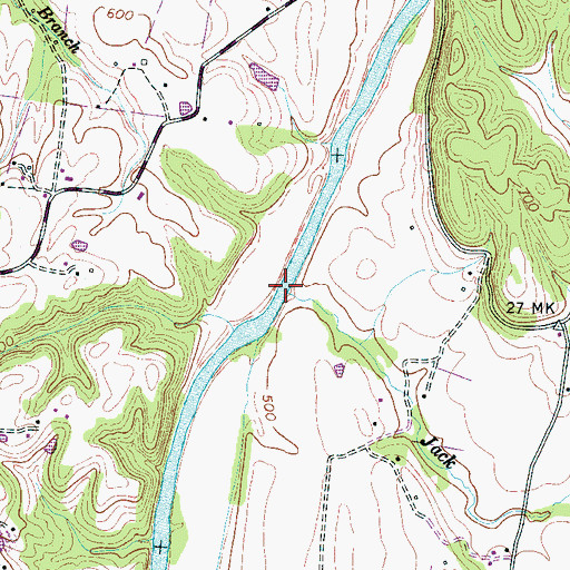 Topographic Map of Jack Branch, TN