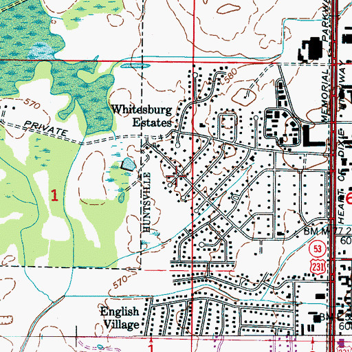 Topographic Map of Whitesburg Estates, AL