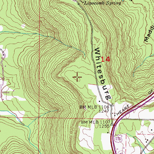 Topographic Map of Whitesburg Mountain, AL
