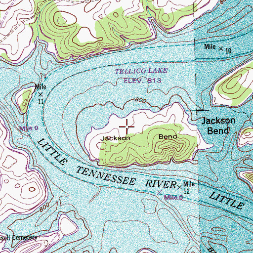 Topographic Map of Jackson Bend, TN