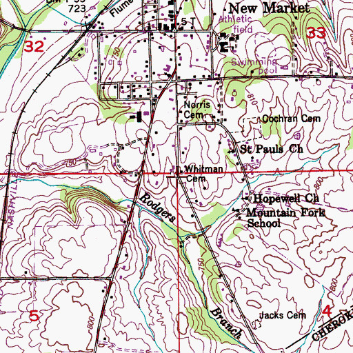 Topographic Map of Whitman Cemetery, AL