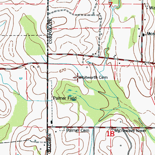 Topographic Map of Whitworth Cemetery, AL