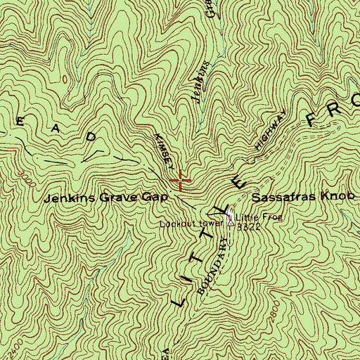Topographic Map of Jenkins Grave Gap, TN