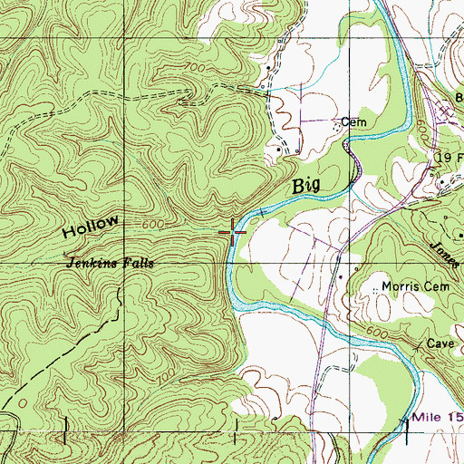 Topographic Map of Jenkins Hollow, TN