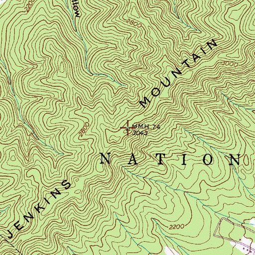 Topographic Map of Jenkins Mountain, TN