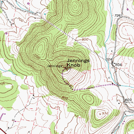 Topographic Map of Jennings Knob, TN