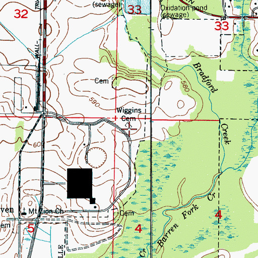 Topographic Map of Wiggins Cemetery, AL