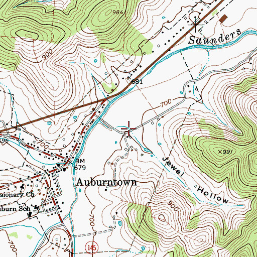 Topographic Map of Jewel Hollow, TN