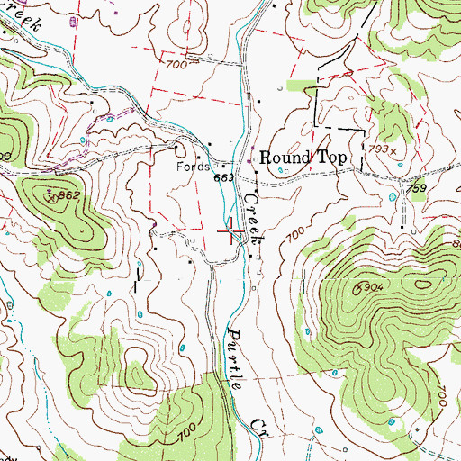 Topographic Map of Johnson Creek, TN
