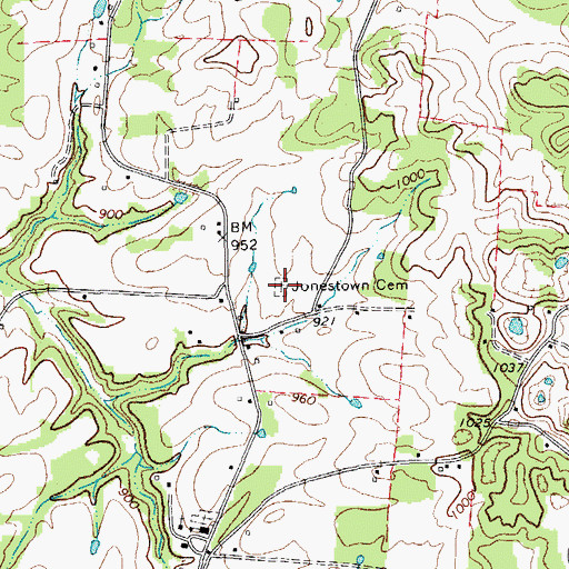 Topographic Map of Jonestown Cemetery, TN