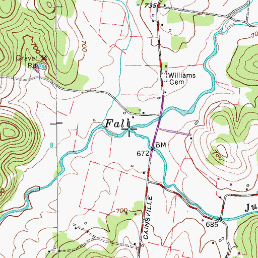 Topographic Map of Jug Creek, TN