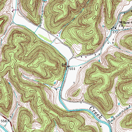 Topographic Map of Keeling Branch, TN