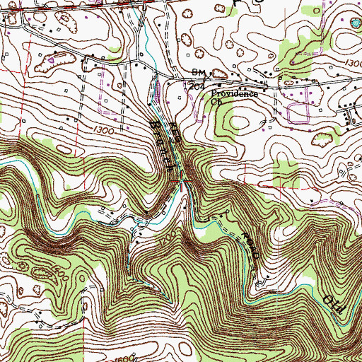 Topographic Map of Keg Branch, TN
