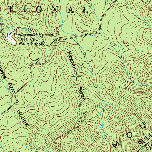 Topographic Map of Keener Spur, TN