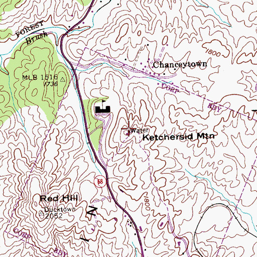 Topographic Map of Ketchersid Mountain, TN