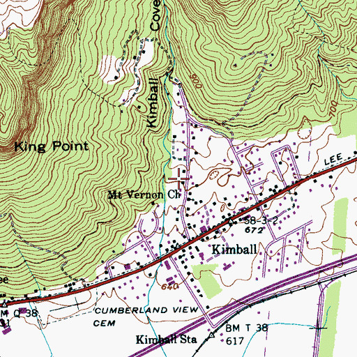 Topographic Map of Kimball Cove, TN