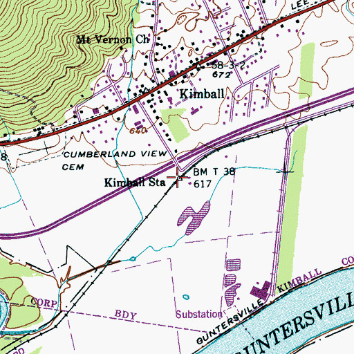 Topographic Map of Kimball Station, TN