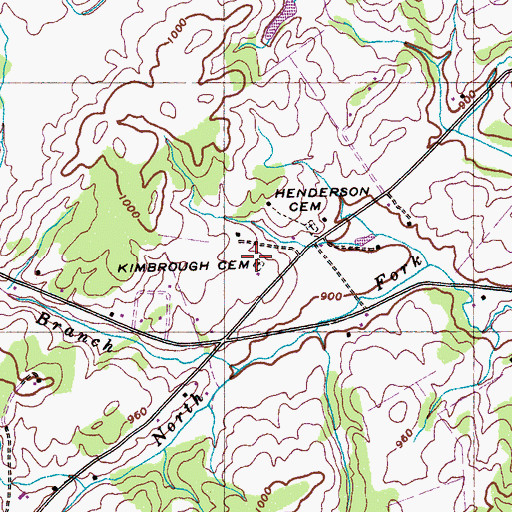 Topographic Map of Kimbrough Cemetery, TN