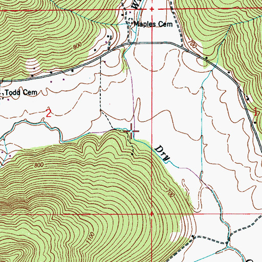 Topographic Map of Williams Creek, AL