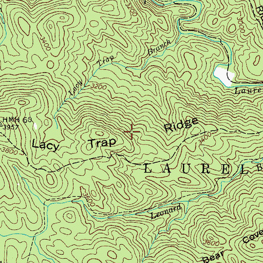 Topographic Map of Lacy Trap Ridge, TN