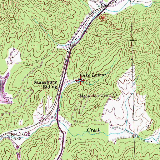 Topographic Map of Lake Lamar, TN