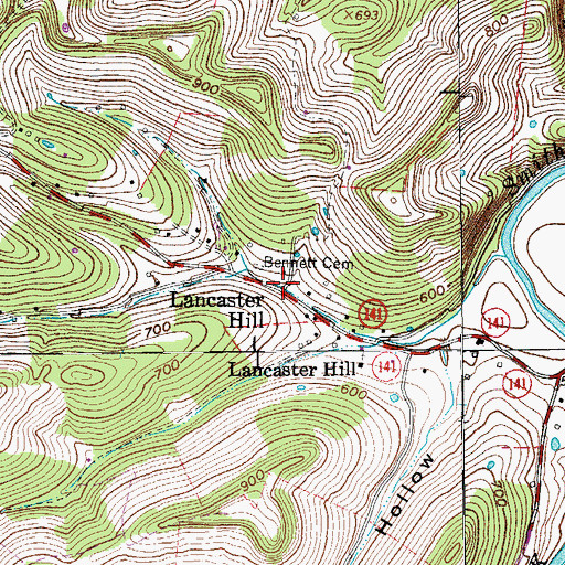 Topographic Map of Lancaster Hill, TN