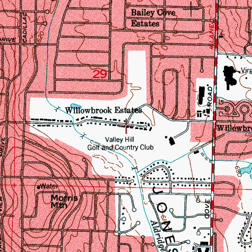 Topographic Map of Willowbrook Estates, AL