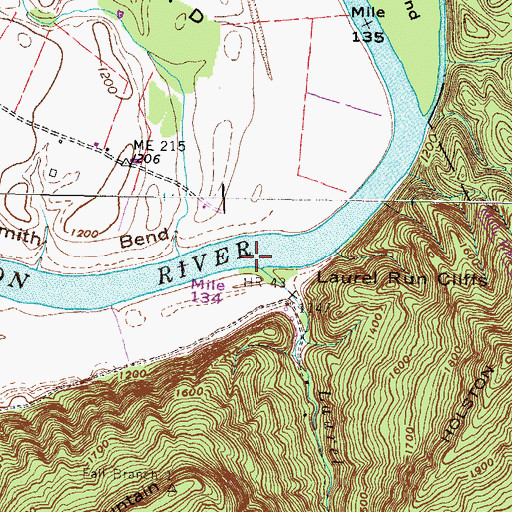 Topographic Map of Laurel Run, TN