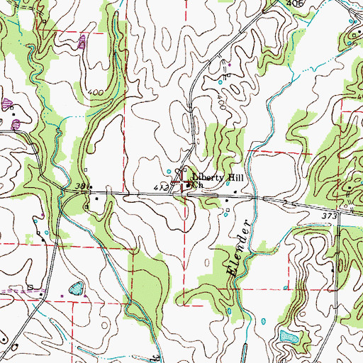 Topographic Map of Liberty Hill Baptist Church, TN