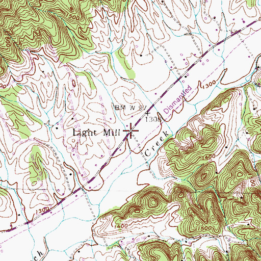 Topographic Map of Light Mill, TN
