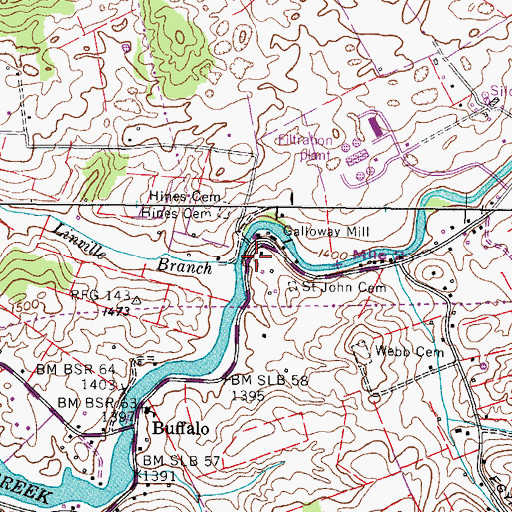 Topographic Map of Linville Branch, TN
