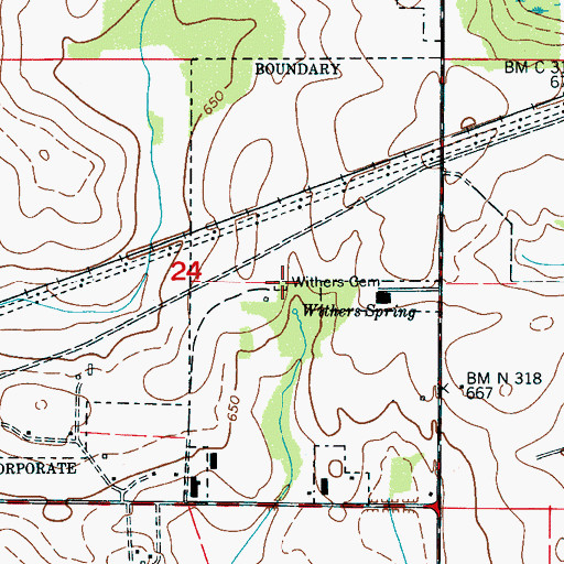Topographic Map of Withers Cemetery, AL
