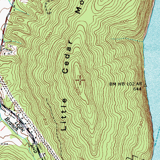 Topographic Map of Little Cedar Mountain, TN