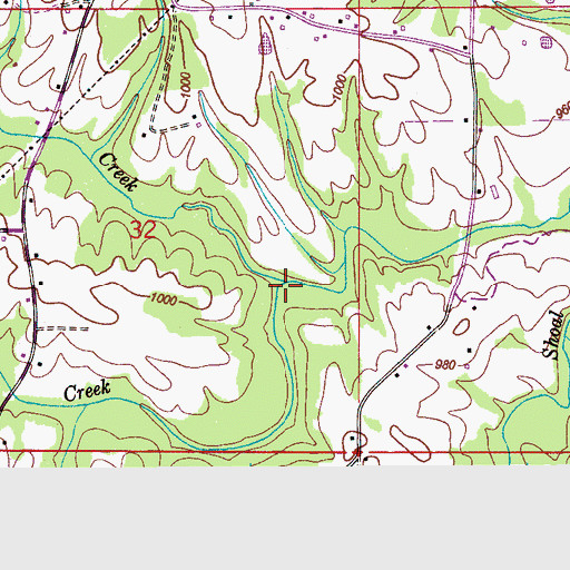 Topographic Map of Wolf Creek, AL