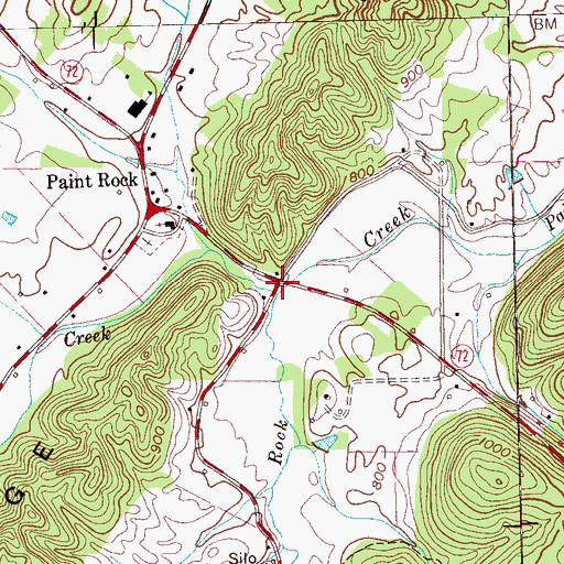 Topographic Map of Little Paint Rock Creek, TN