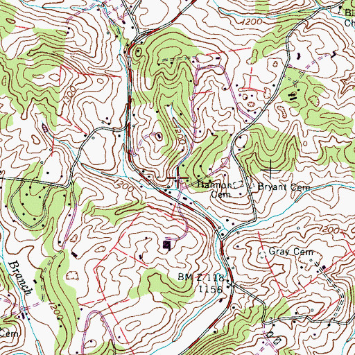 Topographic Map of Little Pigeon Church, TN