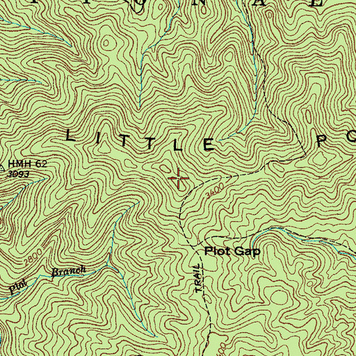 Topographic Map of Little Pond Mountain, TN