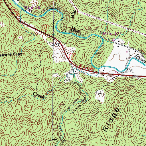 Topographic Map of Little Roaring Creek, TN