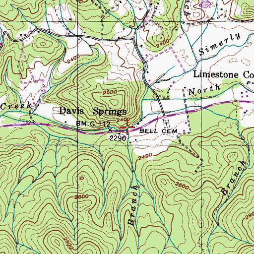 Topographic Map of Little Rocky Branch, TN