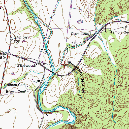 Topographic Map of Little Spring Creek, TN