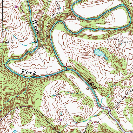 Topographic Map of Little West Fork, TN