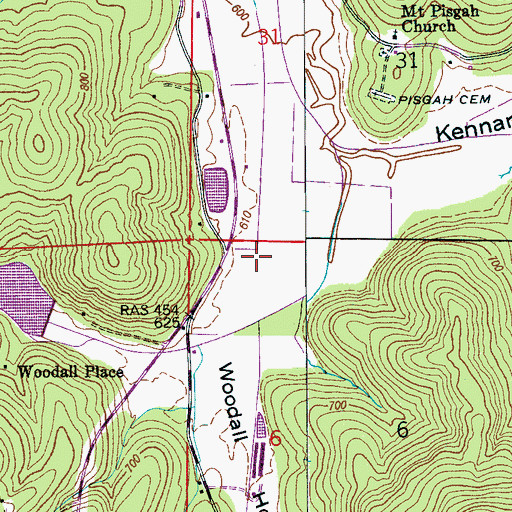 Topographic Map of Woodall Hollow, AL