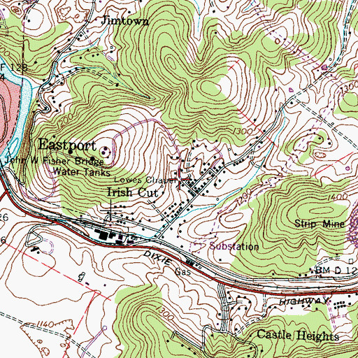 Topographic Map of Lowes Chapel, TN