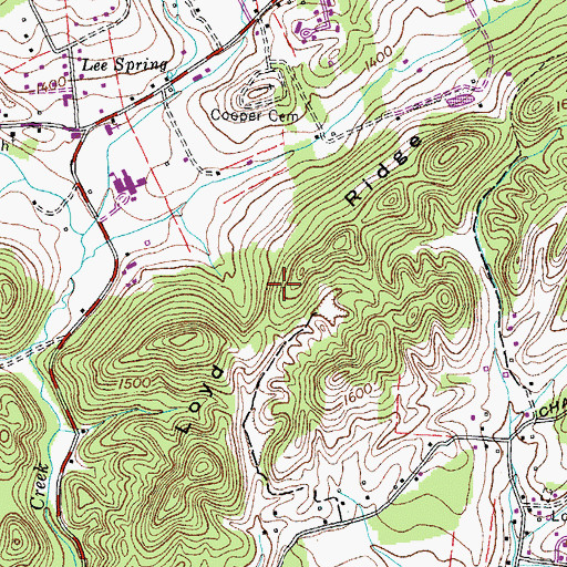 Topographic Map of Loyd Ridge, TN